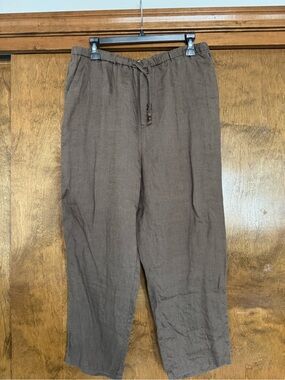 Women’s Brown Linen Drawstring Pants